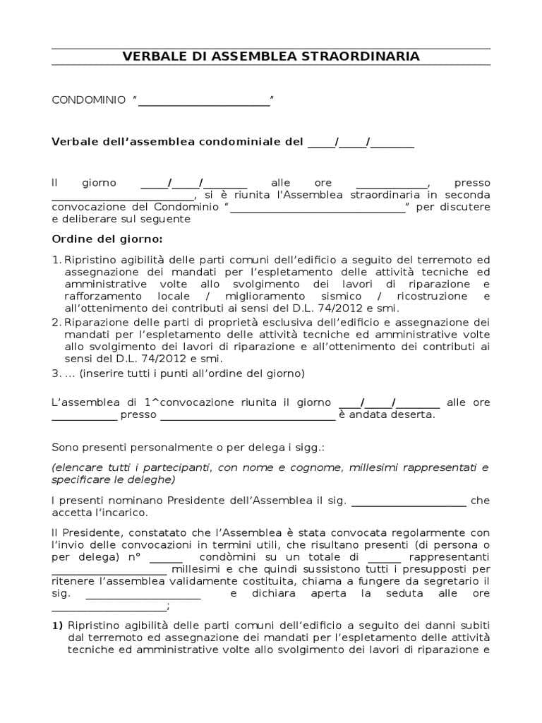Documenti per rogito: verbale di assemblea