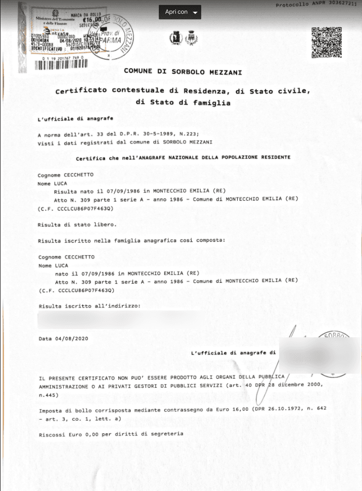 Documenti per rogito: certificato contestuale